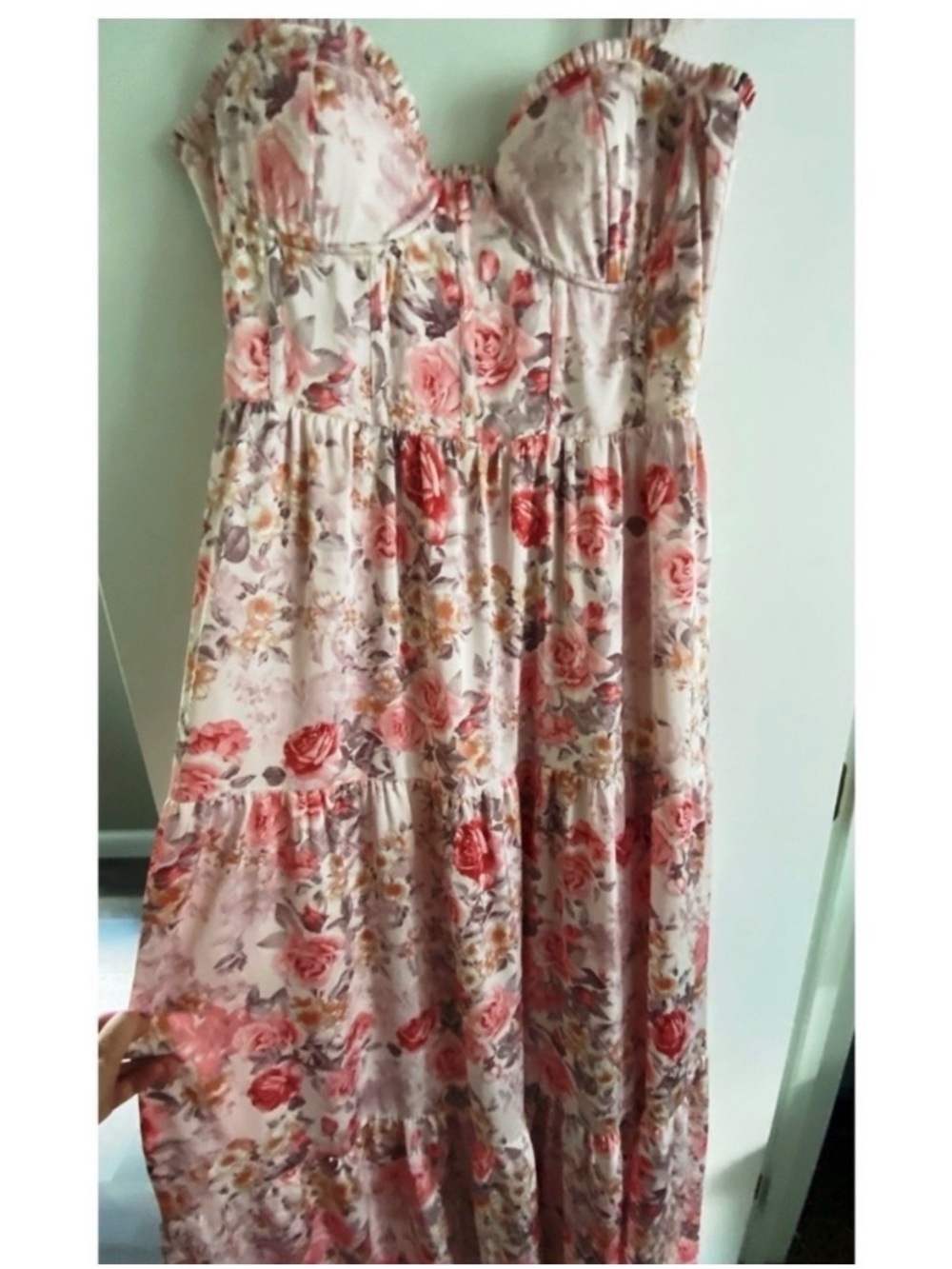 ALTAR’D STATE Pink Floral Silky Satin Maxi Dress Size XL. - Picture 9 of 9